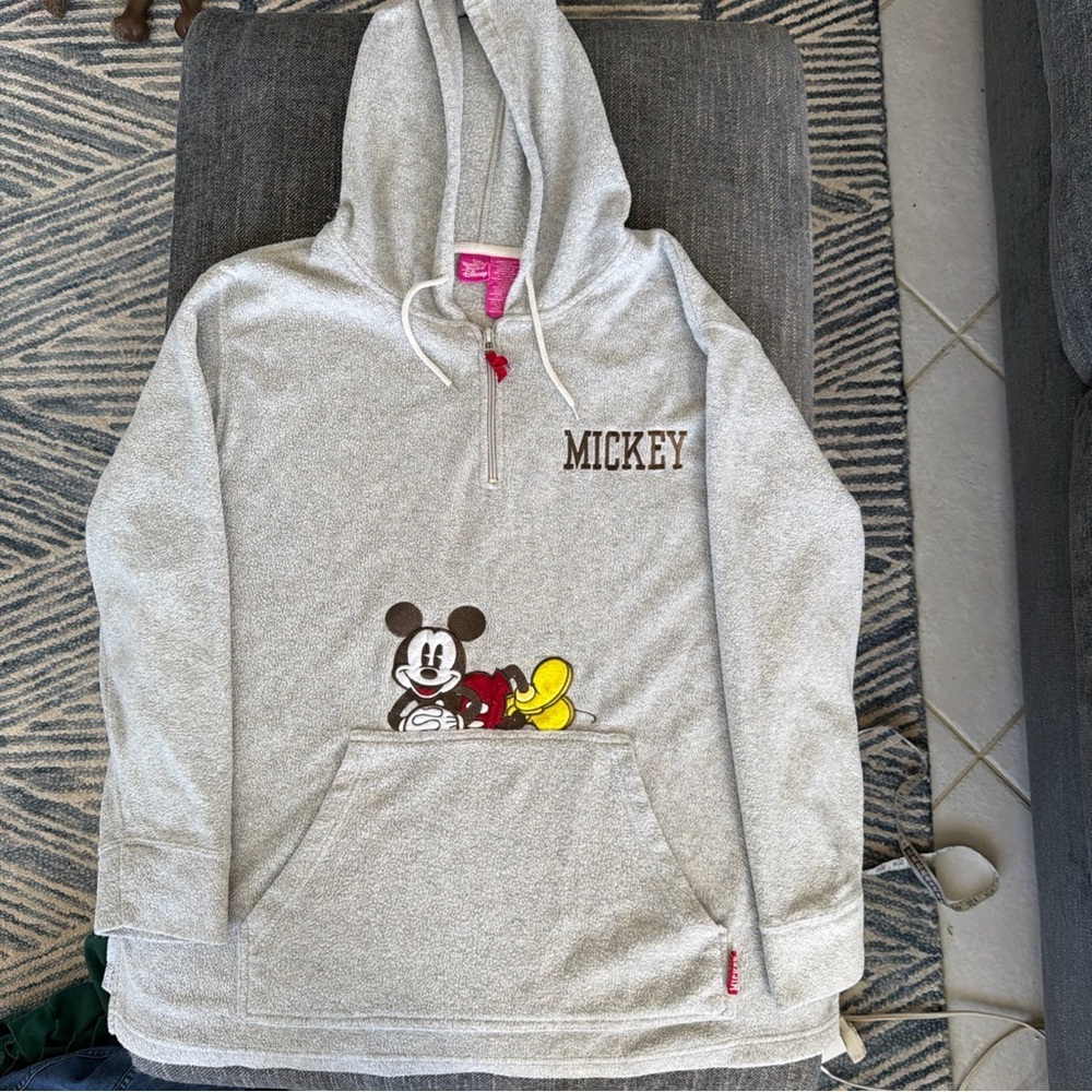The Wonderful World of Disney Mickey Mouse Hoodie Sweatshirt- Grey Size 22/24 W - Picture 2 of 11